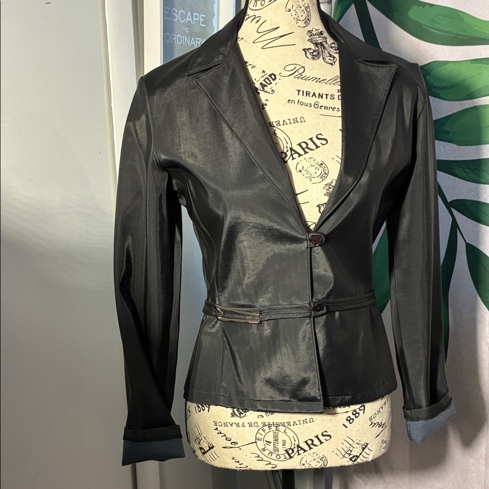 Morgan de Toi vintage 90s Shiny Black Blazer Tailored Fit